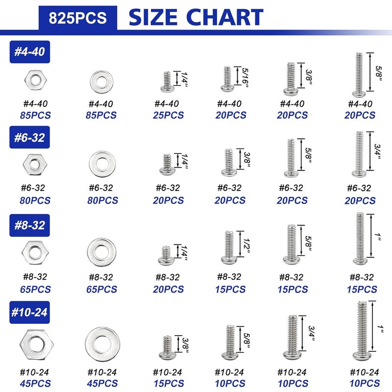 BUSY-CORNER 1575 PCS Nuts and Bolts Assortment Kit, Stainless Steel Phillips Pan Head & Flat Head Screws, Assorted Nuts Bolts Washers with Green Double Sided Organizer Box - Image 4